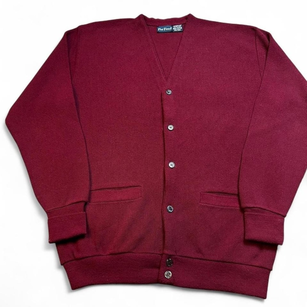 Vintage golf par four preppy academia burgundy cardigan‎ sweater size large